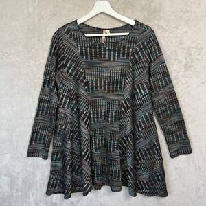 Comfy U.S.A. Tunic Top Women's M Multicolor Textured Long Round Neck Lagenlook